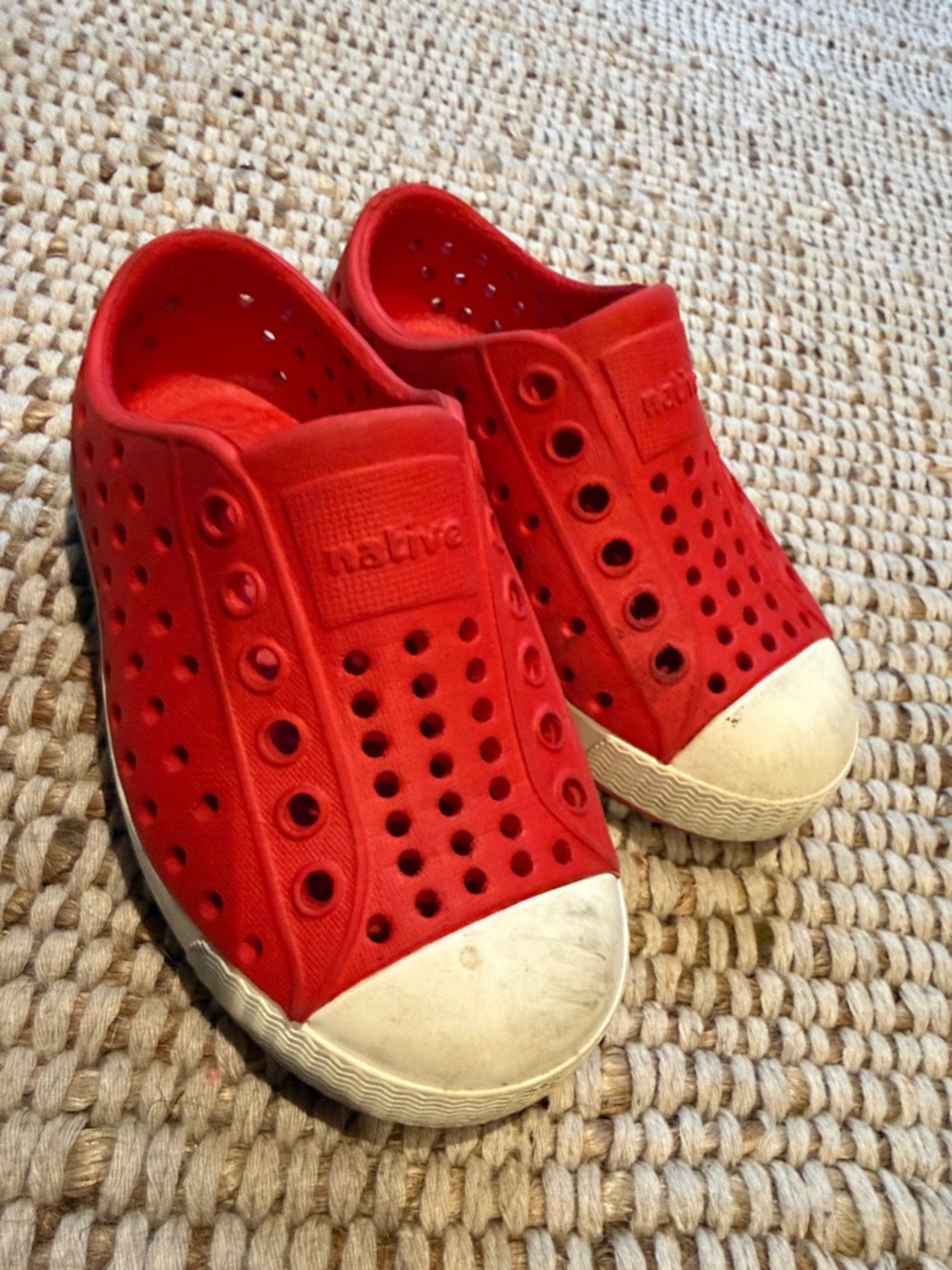 Native Kids Red Slip-On Water Shoes with White Toe Cap